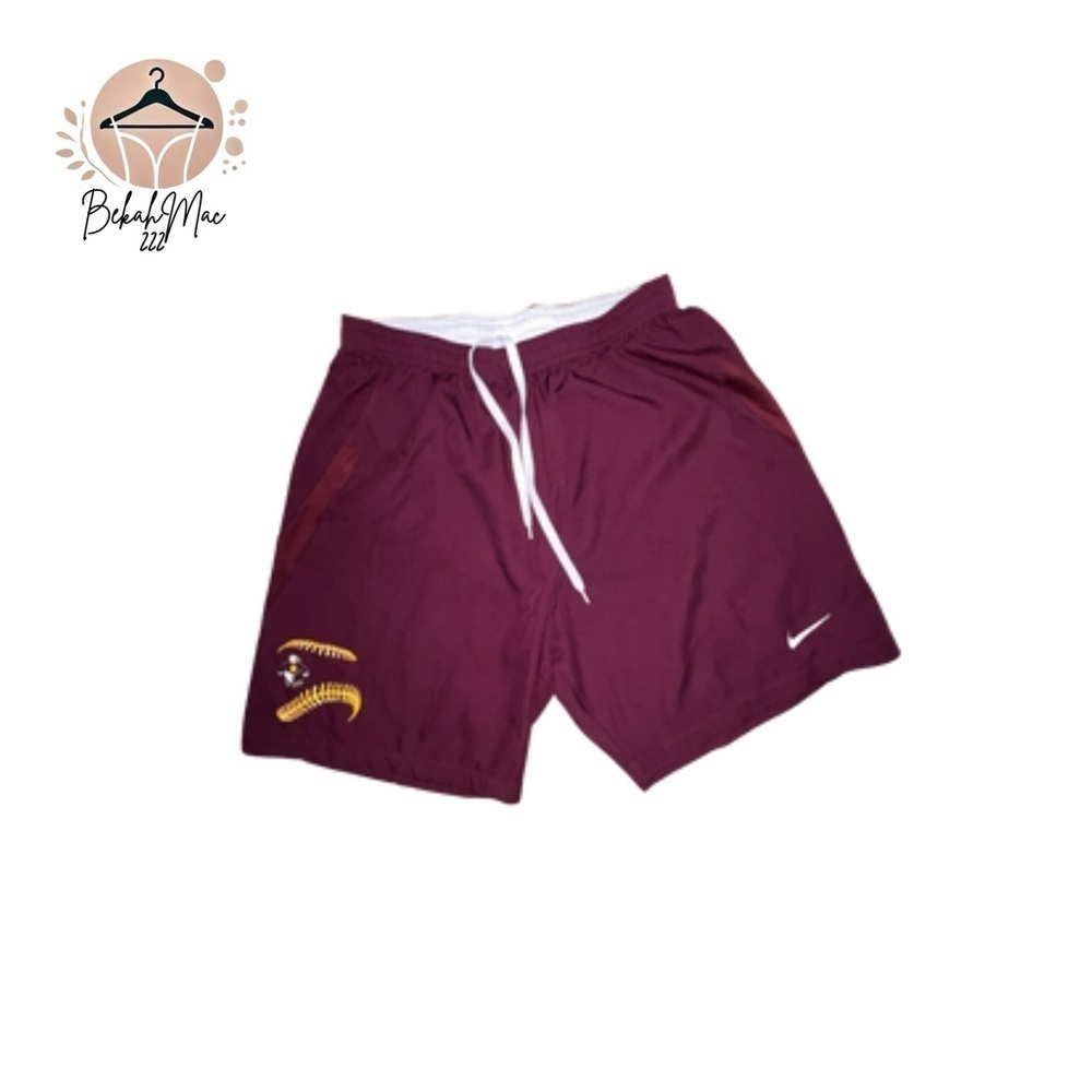 Nike Dri-FIT Large Salisbury Softball Shorts Burgundy Yellow Stitching
